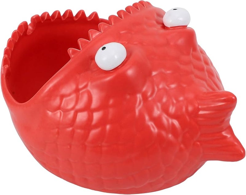 Red Fish Shaped Windproof Ceramic Ashtray Portable Desktop Ornament For Home Office Travel - Image 3